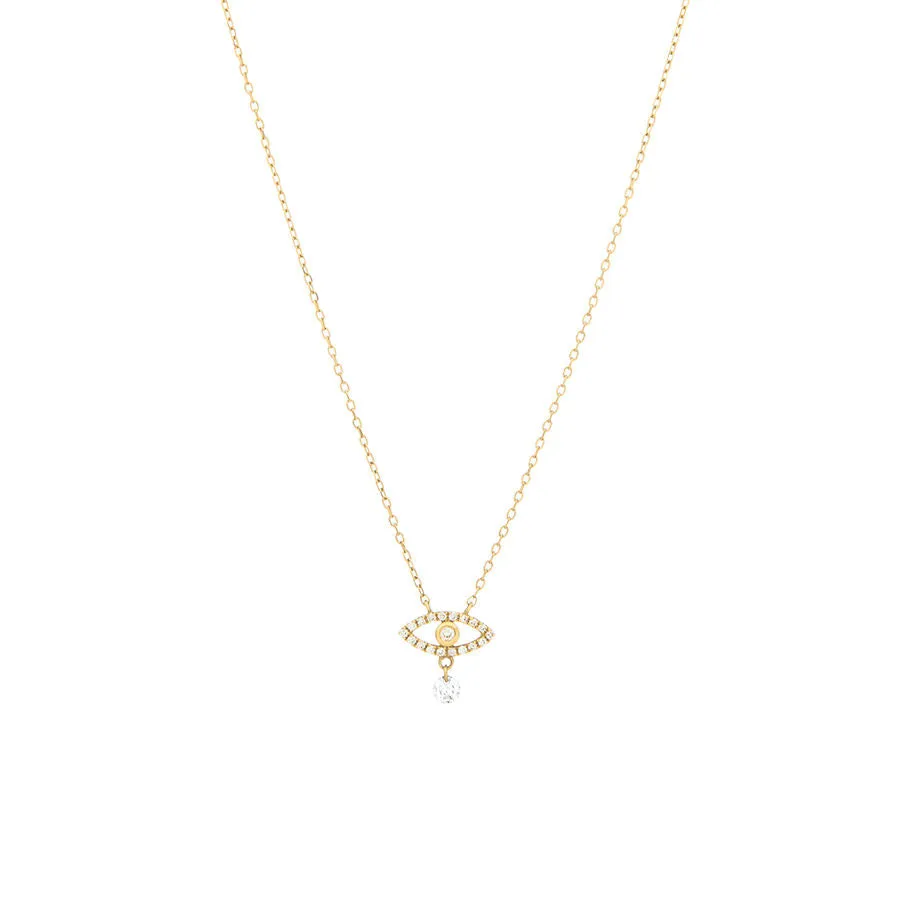 Pav?? Symbols Eye 18K Gold, Whitegold or Rosegold Necklace w. Diamonds