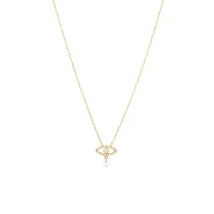Pav?? Symbols Eye 18K Gold, Whitegold or Rosegold Necklace w. Diamonds