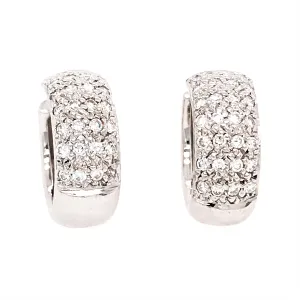 Pave Diamond Huggie Earrings 18k White Gold