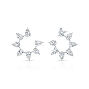 Pear-Shaped Diamond Circle Bar Hoop Earrings in 18kt White Gold