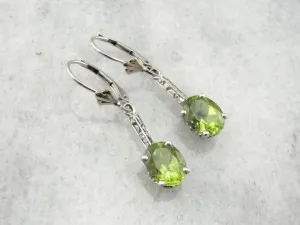 Peridot and White Gold Art Deco Earrings