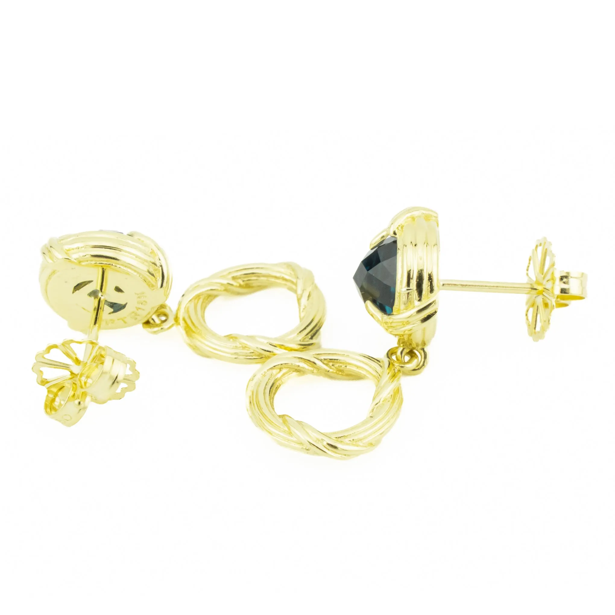 Peter Thomas Roth Blue Topaz Solitaire Gemstone Earrings in 18K Yellow Gold