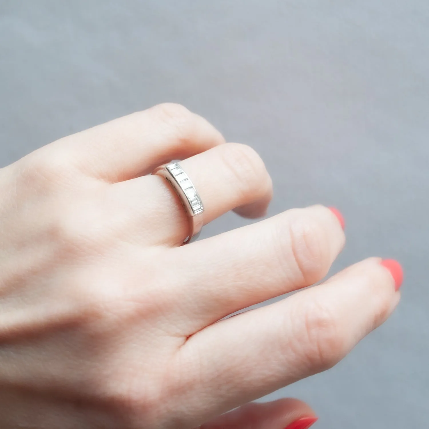 Platinum Seven Diamond Bar Ring