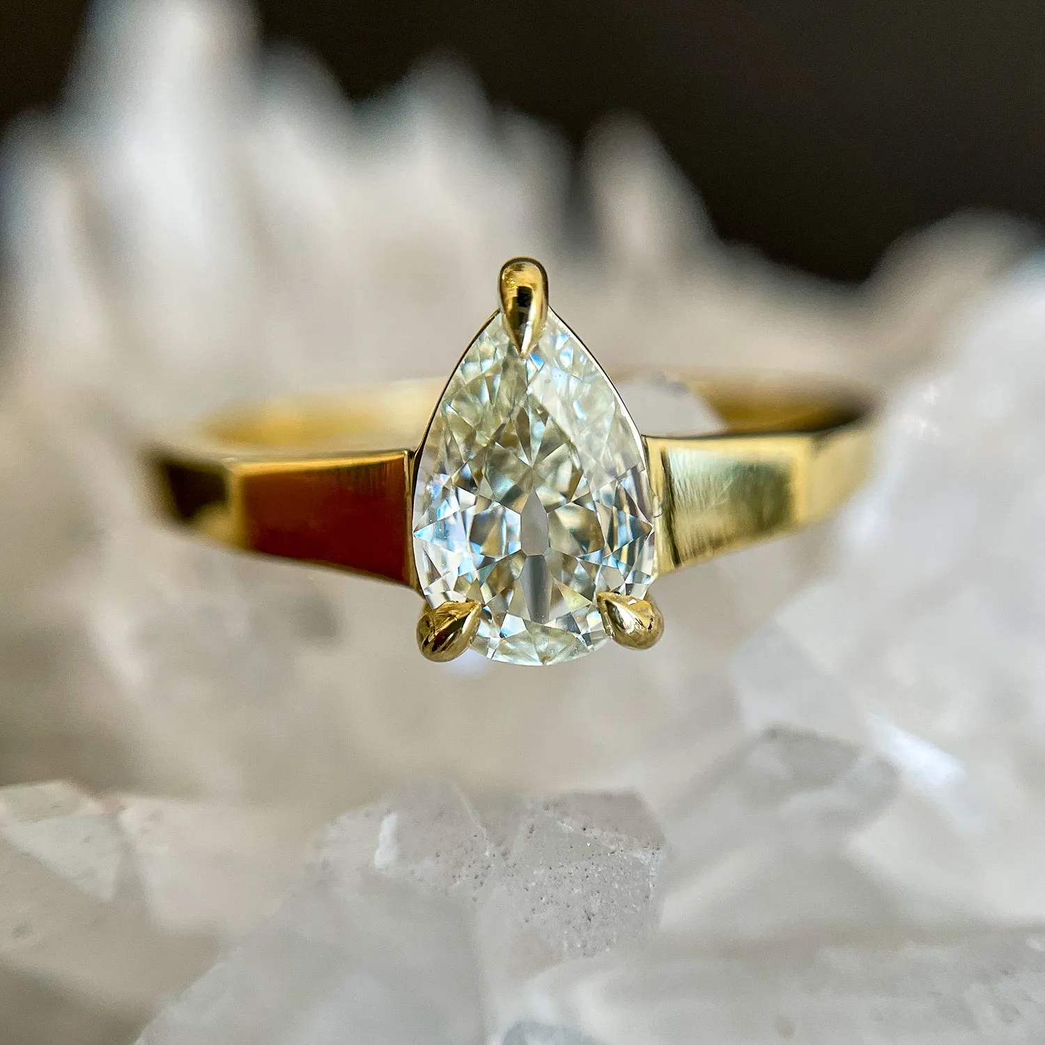Pointed Pear Diamond Ring