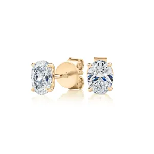 Premium Certified Lab-Grown Diamond, 1.40 carat TW oval stud earrings in 14 carat yellow gold