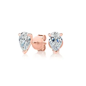 Premium Certified Lab-Grown Diamond, 1.40 carat TW pear stud earrings in 18 carat rose gold