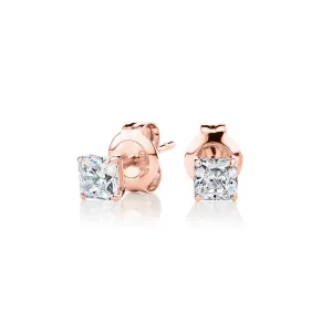 Princess Cut stud earrings with 0.5 carats* of diamond simulants in 10 carat rose gold