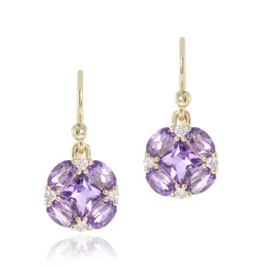 Quadrille Drop Earrings in Amethyst & Diamonds