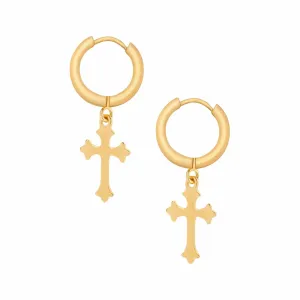 Rain Cross Hoop Earrings