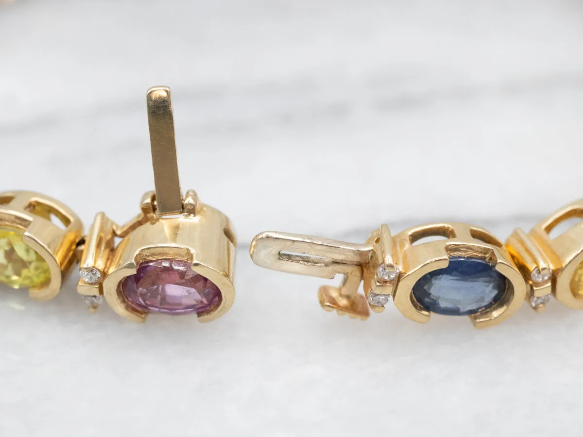 Rainbow Sapphire and Diamond Gemstone Bracelet