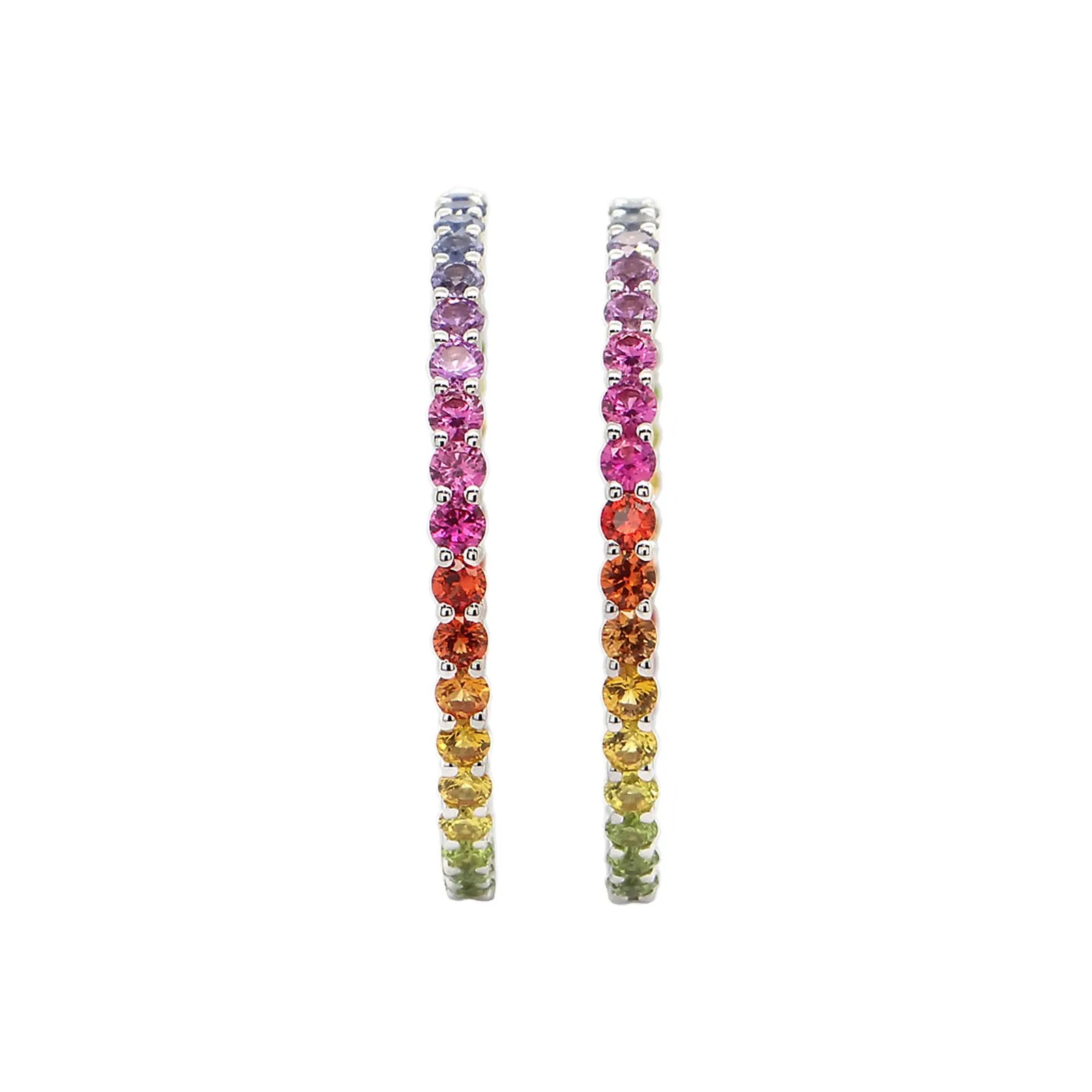 Rainbow Sapphire Inside Outside Hoop Earrings