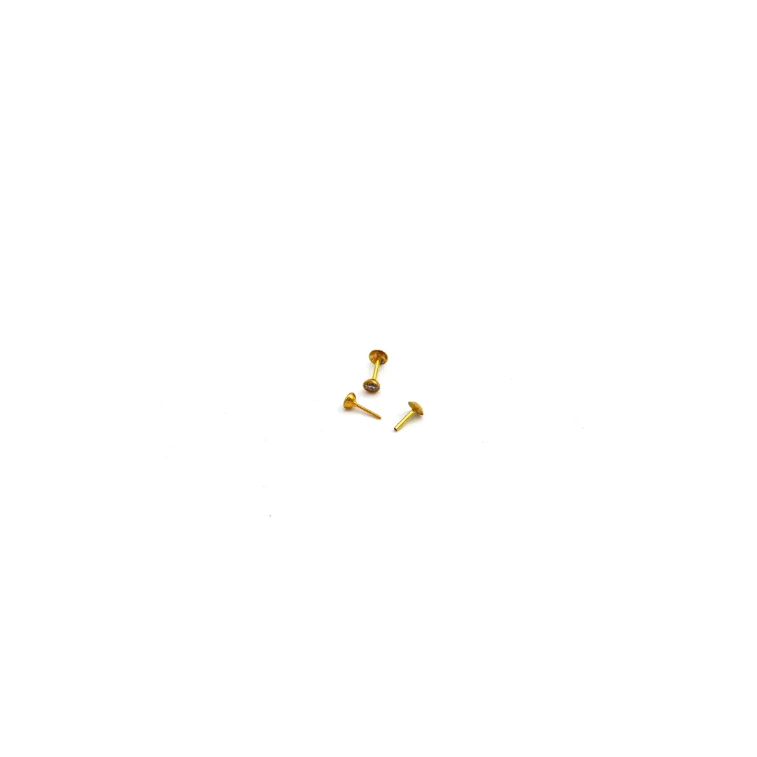 Real Gold 2 MM Stone Studs with Long Screw Tops Perfect for Ear and Nose Piercings E1900