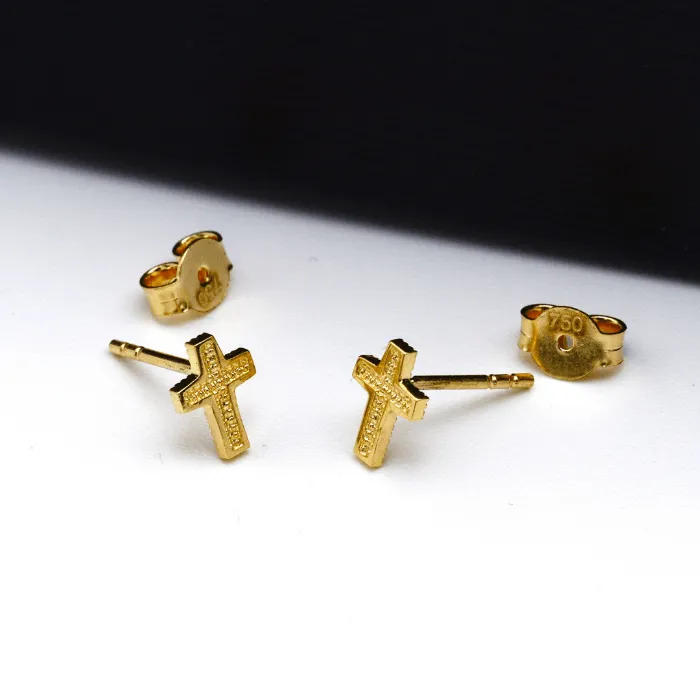 Real Gold 3D Cross Earring Set 0200-01 E1735