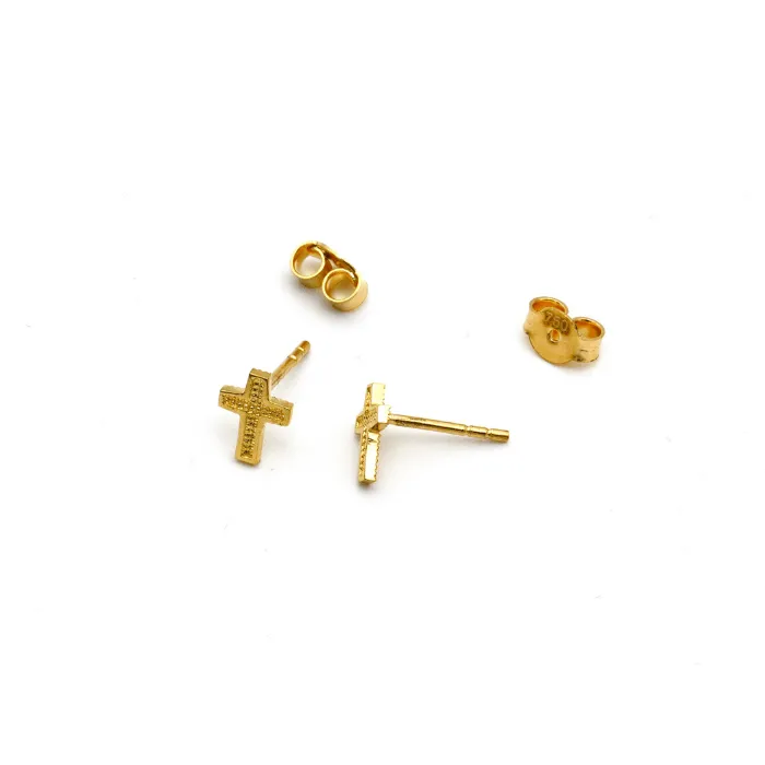 Real Gold 3D Cross Earring Set 0200-01 E1735