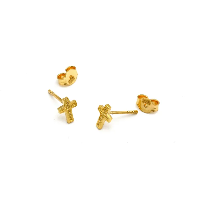 Real Gold 3D Cross Earring Set 0200-01 E1735