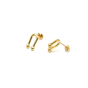 Real Gold 3D GZTF Hardware Large U Link Stud Earring Set  - Model 8981 E1942