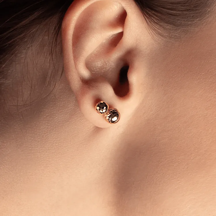 Real Gold Bee Comb Round Earring Set 0006 E1640