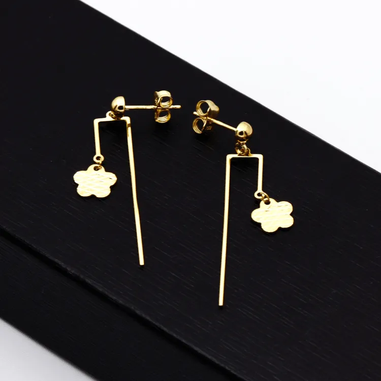 Real Gold Butterfly Dangler Sleeve Stud Earring Set 2105-11 E1707