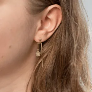 Real Gold Butterfly Dangler Sleeve Stud Earring Set 2105-11 E1707