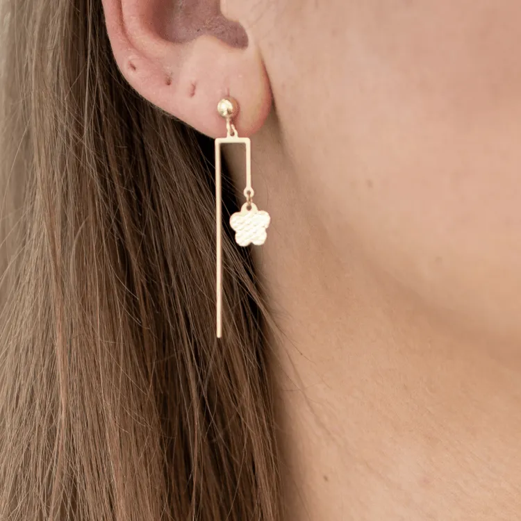 Real Gold Butterfly Dangler Sleeve Stud Earring Set 2105-11 E1707