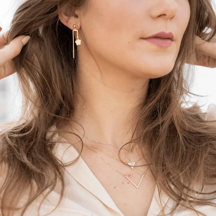 Real Gold Butterfly Dangler Sleeve Stud Earring Set 2105-11 E1707