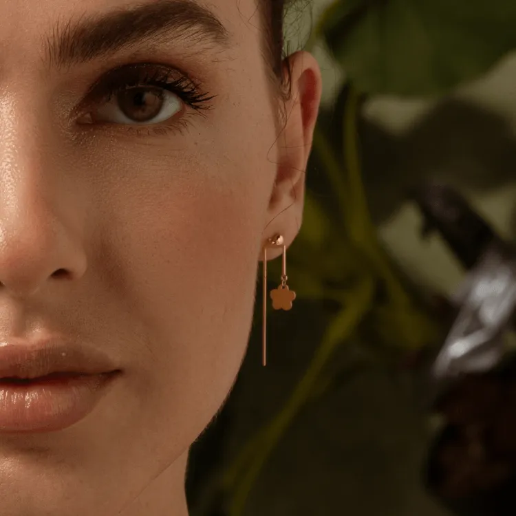 Real Gold Butterfly Dangler Sleeve Stud Earring Set 2105-11 E1707