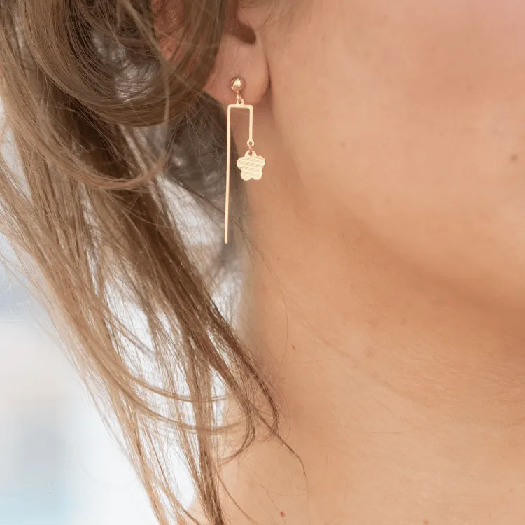 Real Gold Butterfly Dangler Sleeve Stud Earring Set 2105-11 E1707