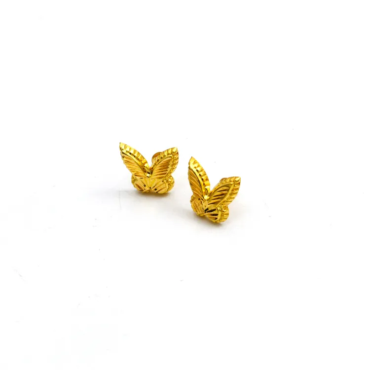 Real Gold Butterfly Studs with Long Screw Tops Perfect for Ear and Nose Piercings GZJVN E1892