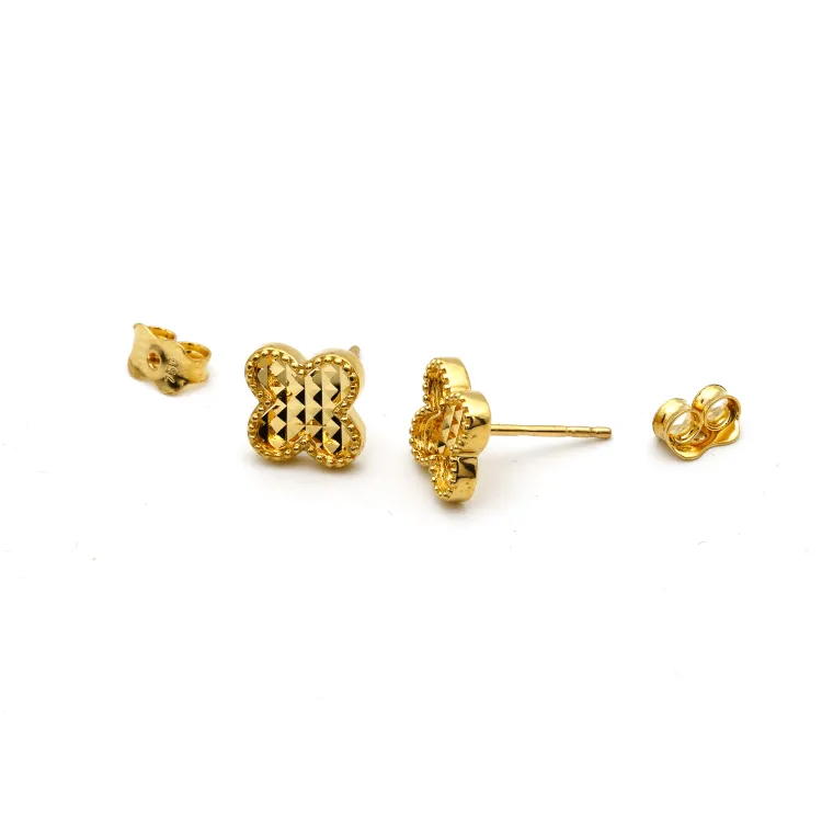 Real Gold Clover Glittering Earring Set - Model GZJVN 3050 E1917