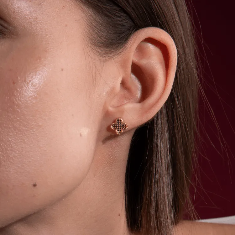 Real Gold Clover Glittering Earring Set - Model GZJVN 3050 E1917