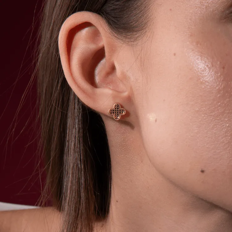 Real Gold Clover Glittering Earring Set - Model GZJVN 3050 E1917