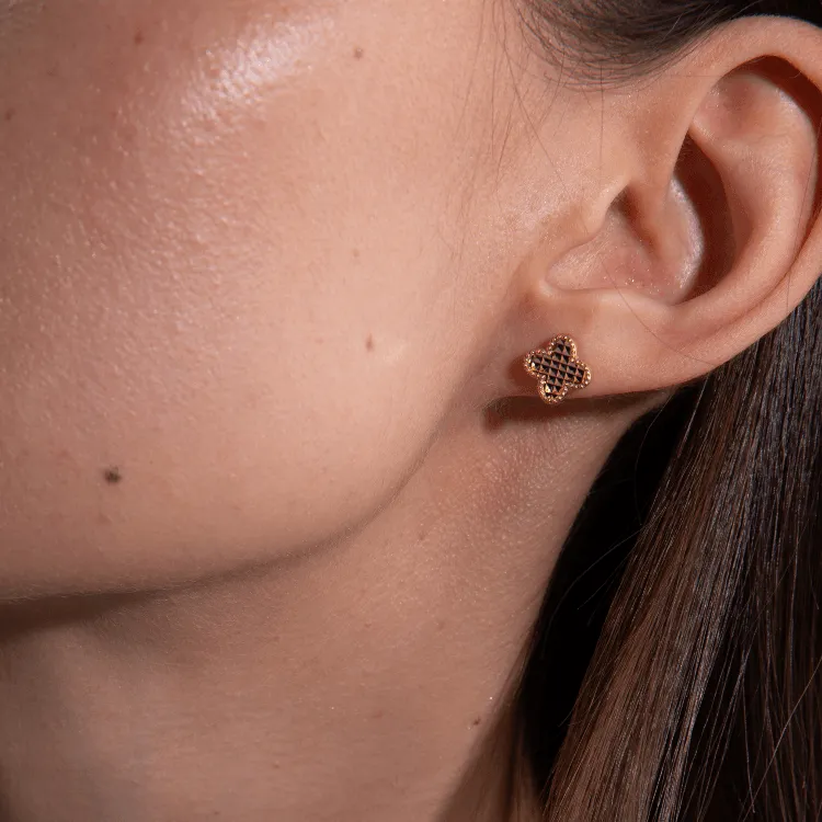 Real Gold Clover Glittering Earring Set - Model GZJVN 3050 E1917