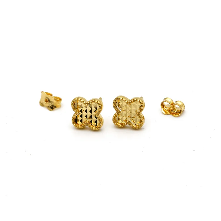Real Gold Clover Glittering Earring Set - Model GZJVN 3050 E1917
