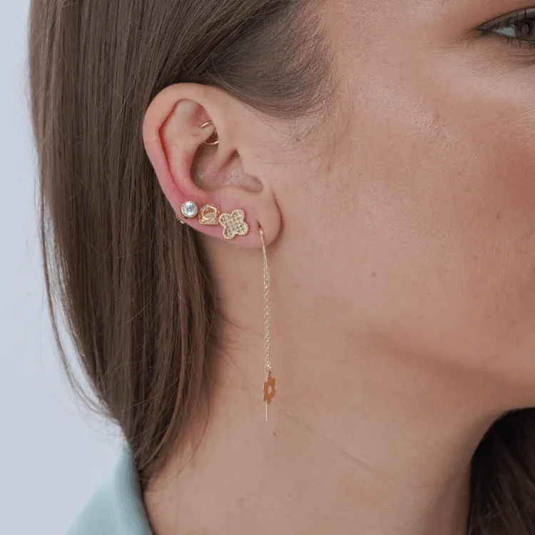 Real Gold Framed Triangle Earring Set 3125 E1678