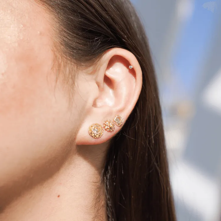 Real Gold Framed Triangle Earring Set 3125 E1678