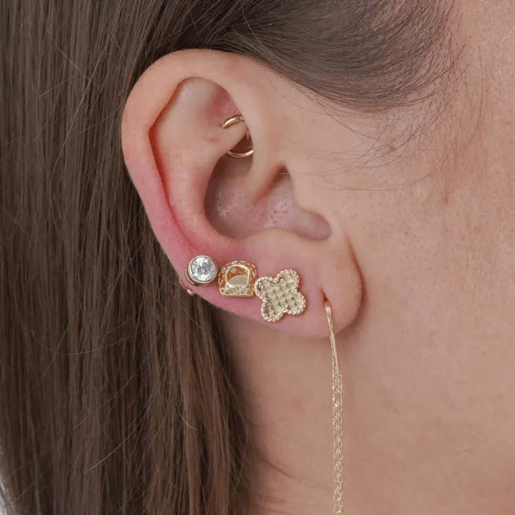 Real Gold Framed Triangle Earring Set 3125 E1678