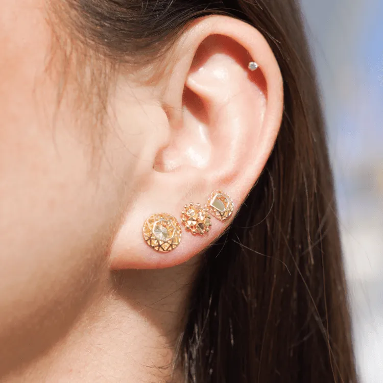 Real Gold Framed Triangle Earring Set 3125 E1678