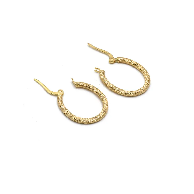 Real Gold Glittering Oval Clip Earring Set - Model 5532-1 E1949