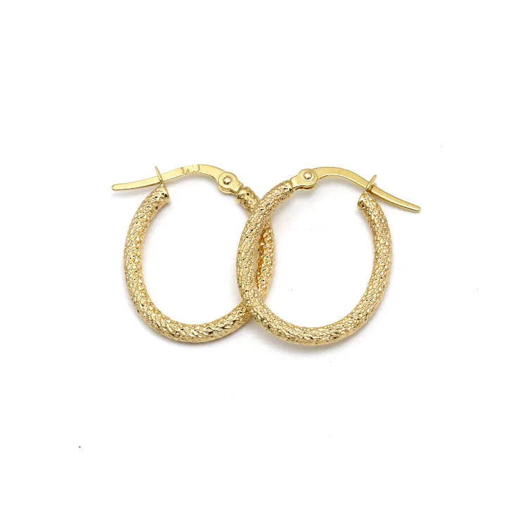 Real Gold Glittering Oval Clip Earring Set - Model 5532-1 E1949