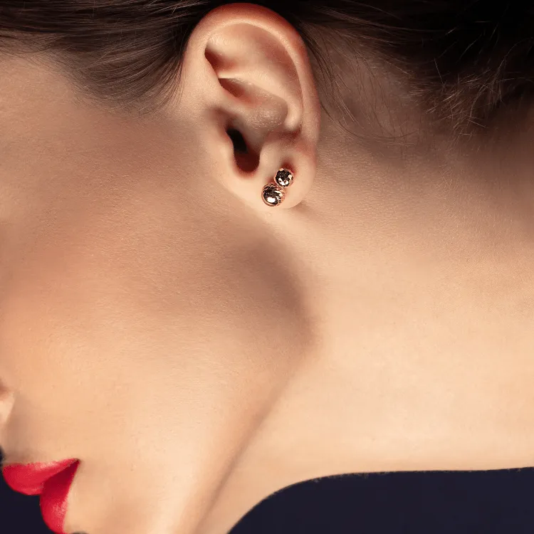 Real Gold Lined Stud Earring Set 0007MMV/76 E1030