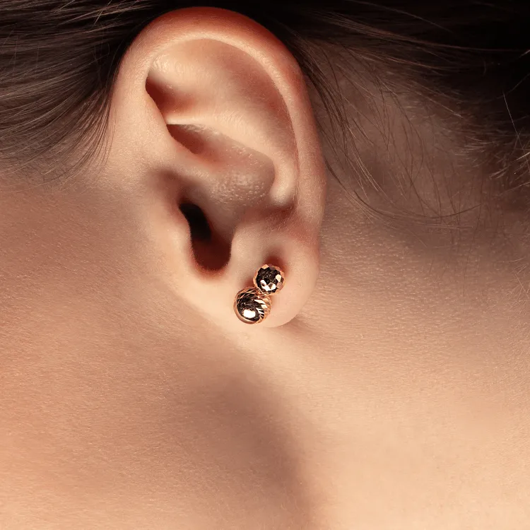 Real Gold Lined Stud Earring Set 0007MMV/76 E1030