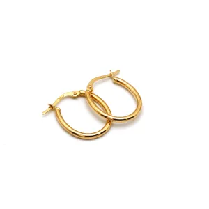 Real Gold Oval Plain Small Loop Earring Set 5359 E1775