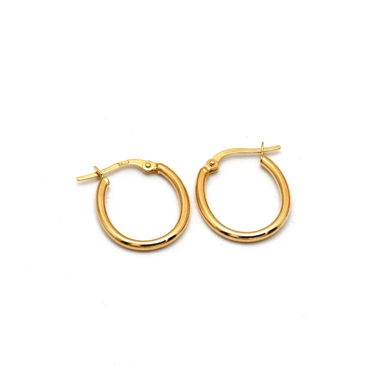 Real Gold Oval Plain Small Loop Earring Set 5359 E1775