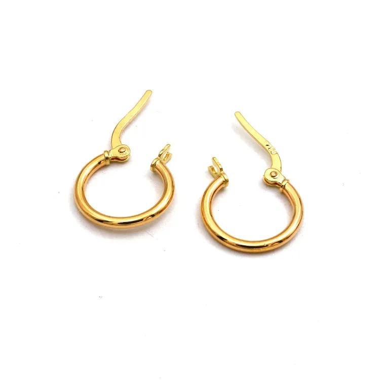 Real Gold Plain Round Clip Earrings Set - Model 5498 E1934