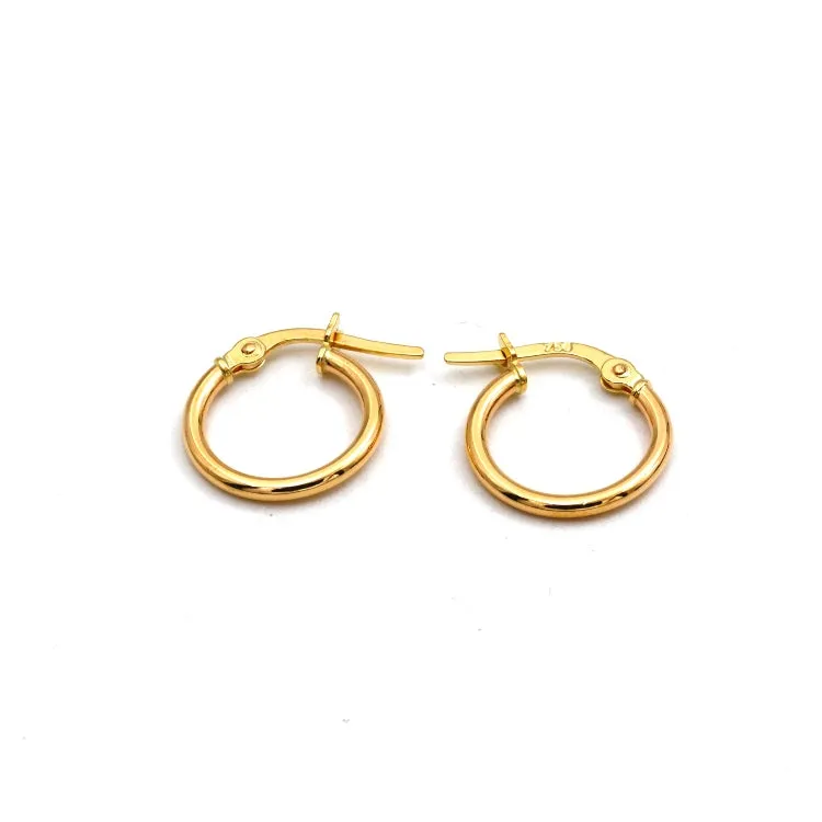 Real Gold Plain Round Clip Earrings Set - Model 5498 E1934