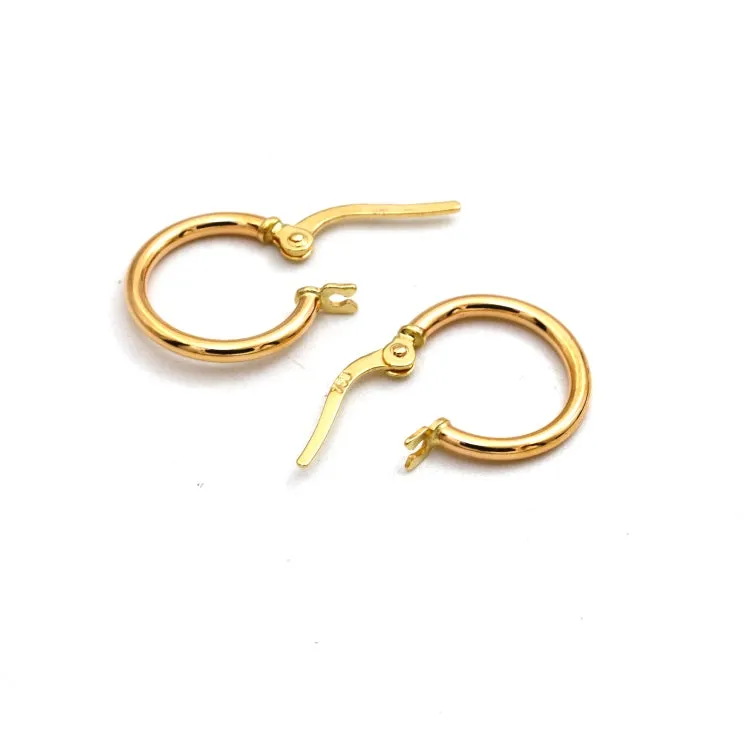 Real Gold Plain Round Clip Earrings Set - Model 5498 E1934