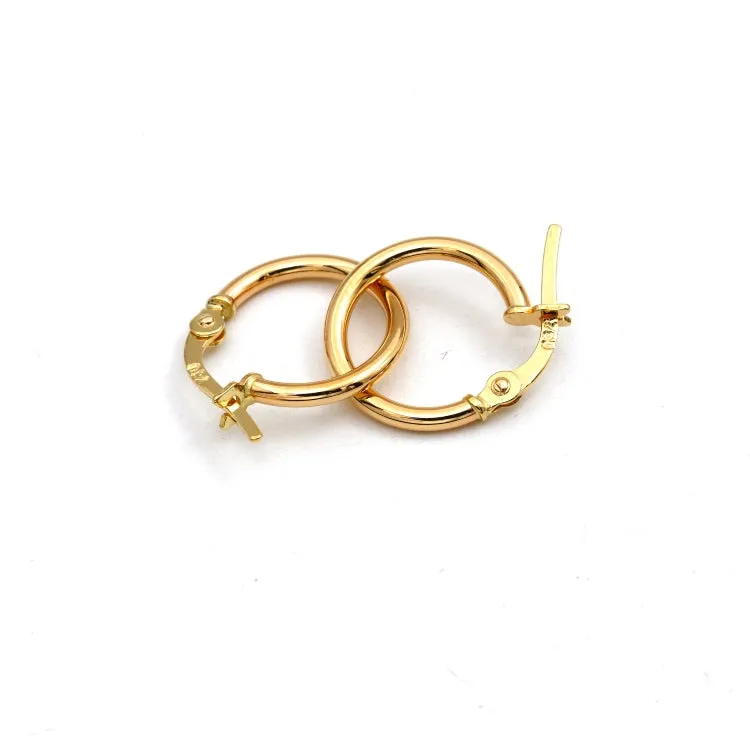 Real Gold Plain Round Clip Earrings Set - Model 5498 E1934