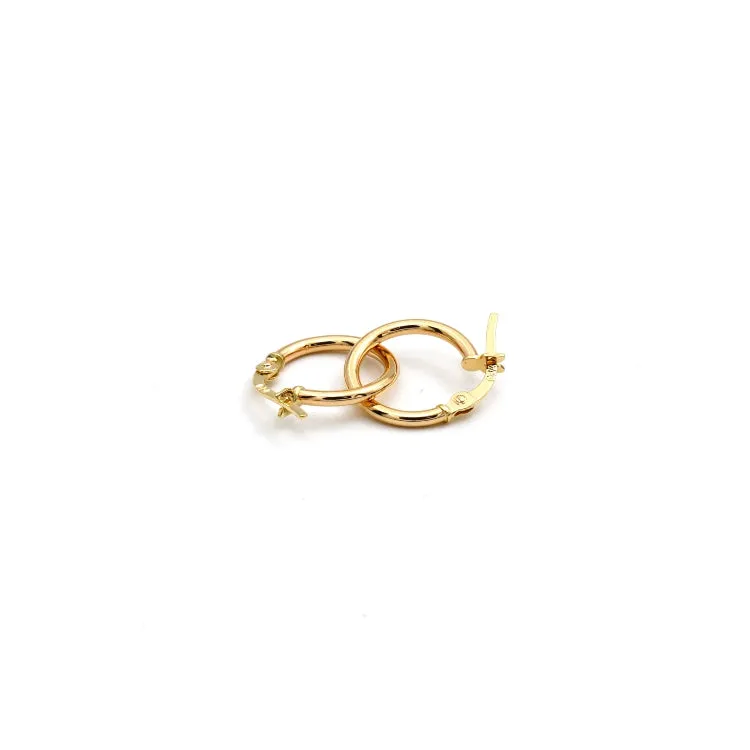 Real Gold Plain Round Clip Earrings Set - Model 5498 E1934