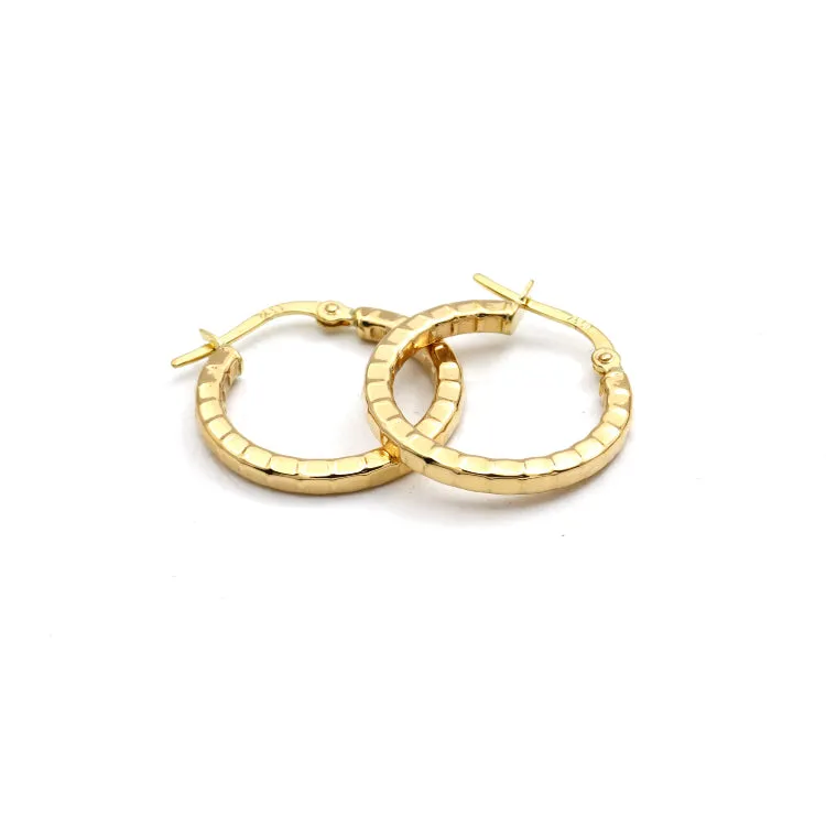 Real Gold Round 3D Lined Clip Earrings Set - Model 4956 E1912