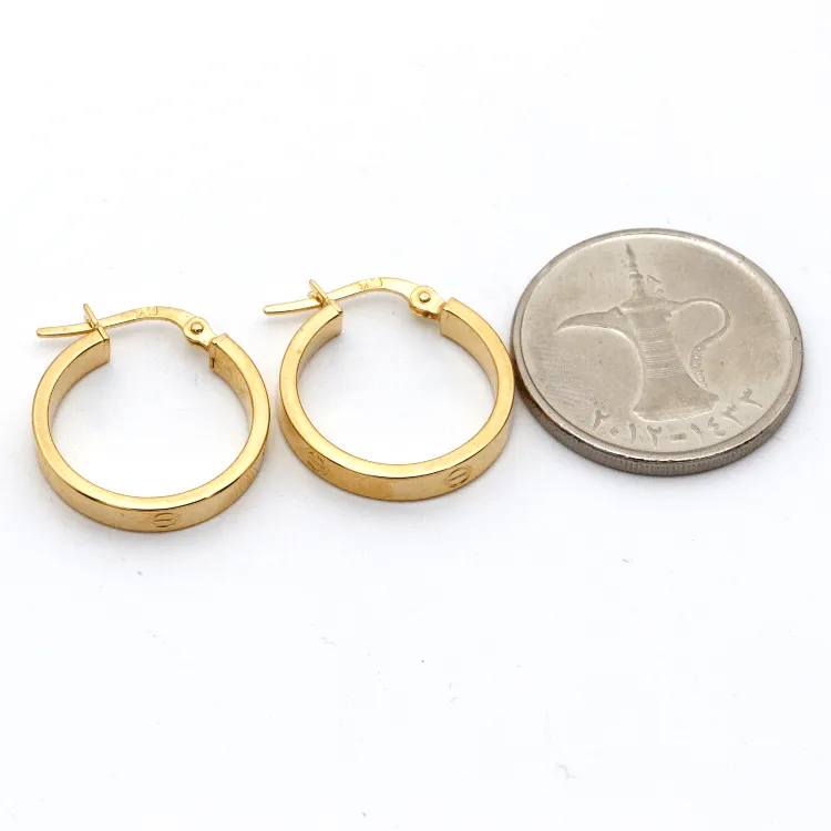 Real Gold Round Medium Clip Earring Set GZJCT5853 E1742